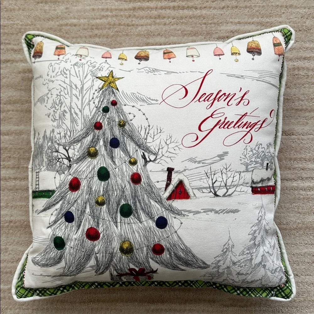 Like New Michel Design Works Throw Pillow Season Greetings Holiday Insert Inclu